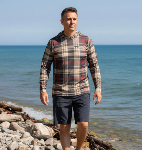 “Autumn Shores” Plaid, UPF 50 Performance Hoodie