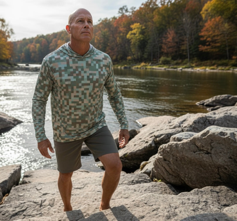 “Digital Riverbed Camo” UPF 50 Performance Hoodie