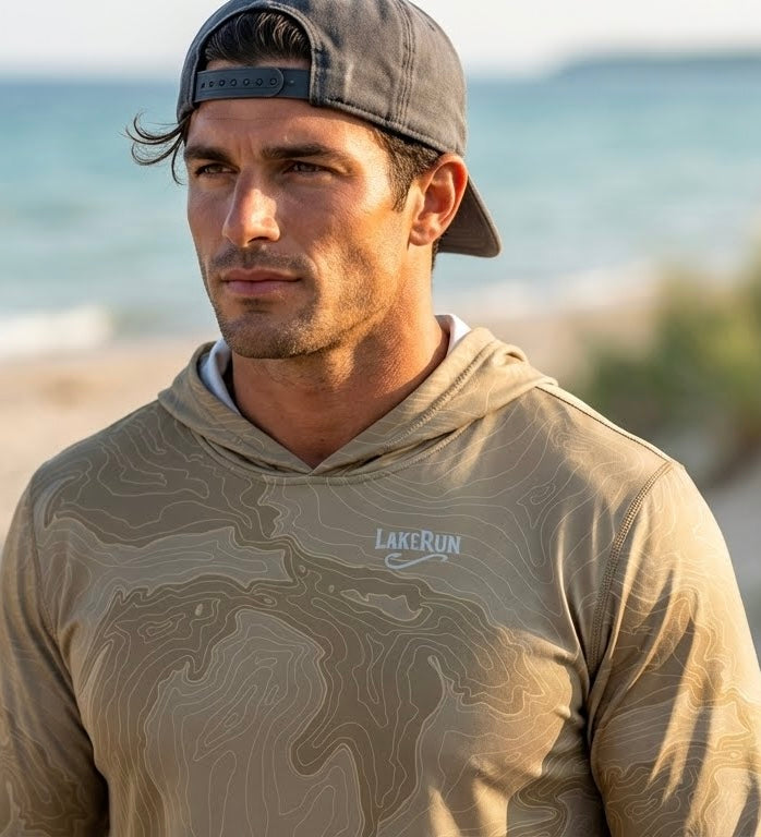 “Great Lakes Topo-Shallows” UPF 50 Performance Hoodie
