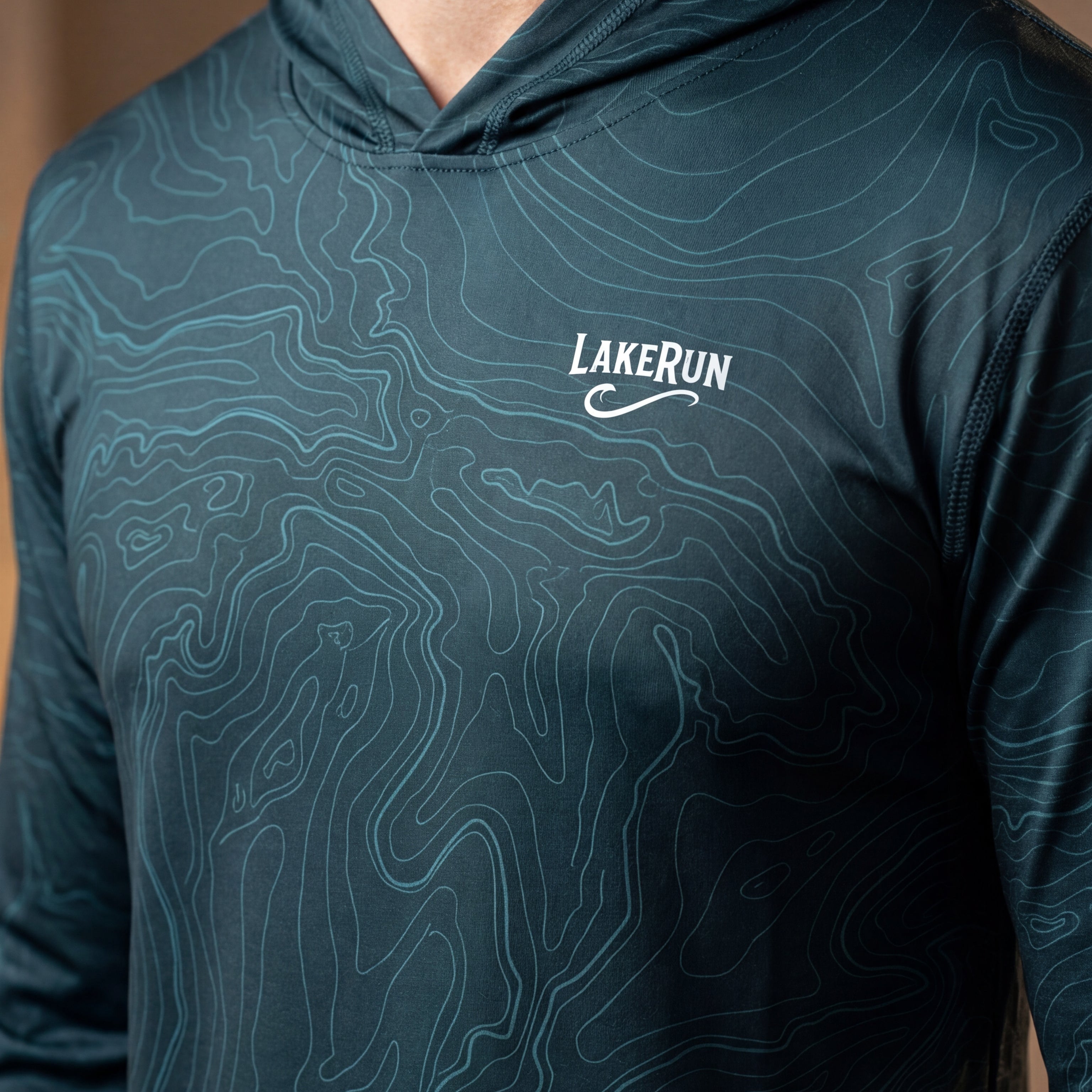 “Great Lakes Topo-Depths” UPF 50 Performance Hoodie