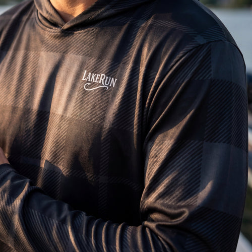 “Carbon Current” Plaid, UPF 50 Performance Hoodi